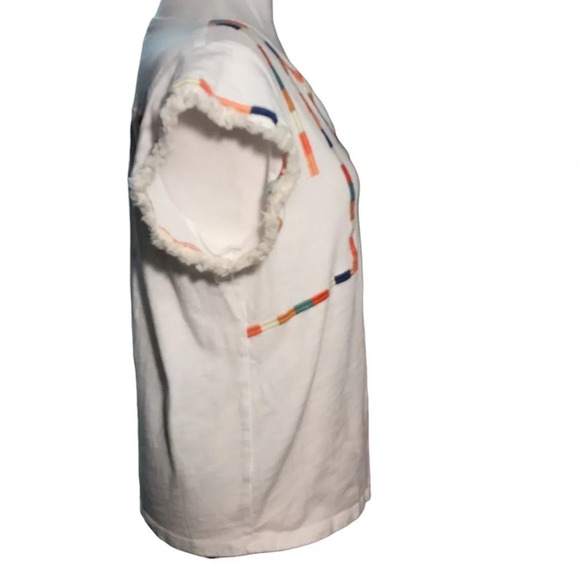 THML Embroidered Fringe Short Sleeve Top size S - Picture 5 of 11